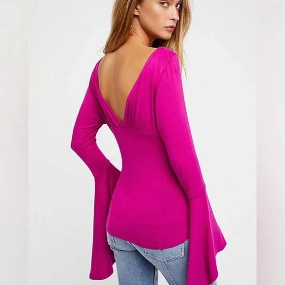 We the Free What a Babe fuchsia size small top. - Picture 2 of 4